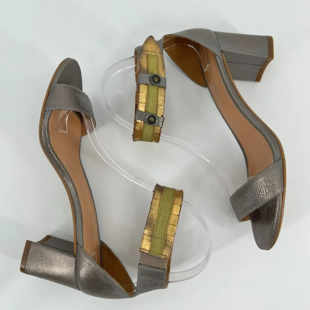Sundance Twilight Zephyr Sandal EU 37 US 6.5-7 Ankle Strap Metallic Leather Heel